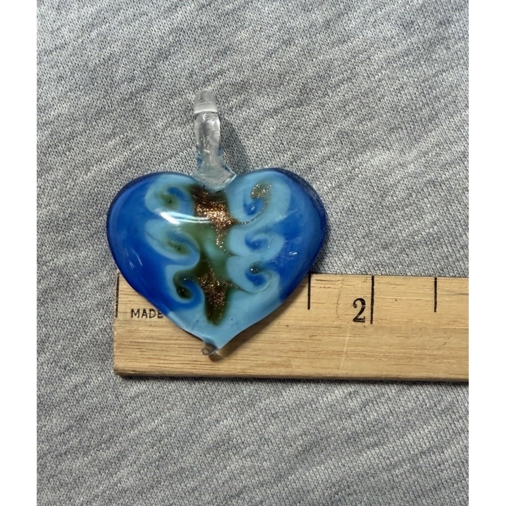 Art Glass PENDANTS (7) Handmade Artisan Flower Butterfly Millefiori Heart Shapes - Picture 12 of 16
